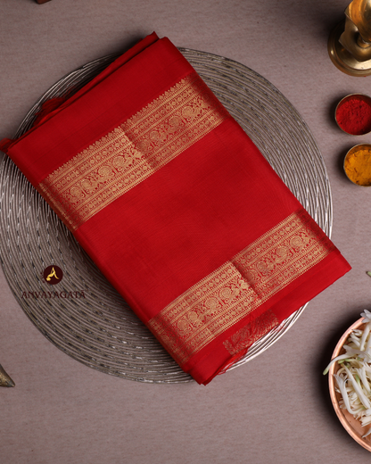 Tomato Red Kanjivaram Pure Silk Saree
