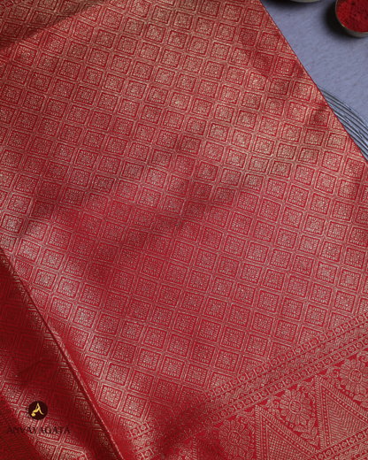 Tomato Red Kanjivaram Pure Silk Saree