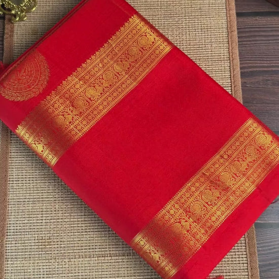 Tomato Red Kanjivaram Pure Silk Saree video