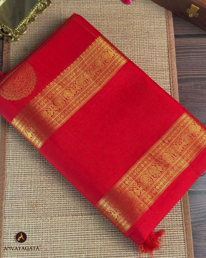 Tomato Red Kanjivaram Pure Silk Saree video